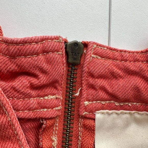 Maeve Anthropologie Blouse Women 4 Orange Tank Linen Denim Fitted Tie - Picture 7 of 10